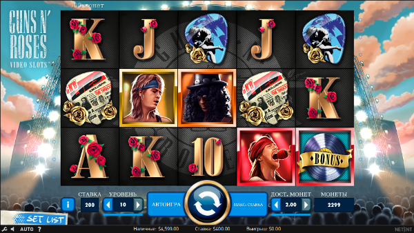 Игровой автомат Guns N' Roses - получи эстетическое удовольствие в казино Вулкан