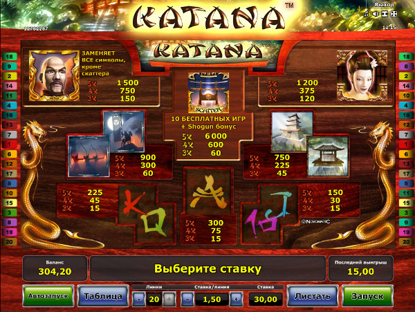 Игровой автомат Katana - богатства могучих самураев в казино Вулкан
