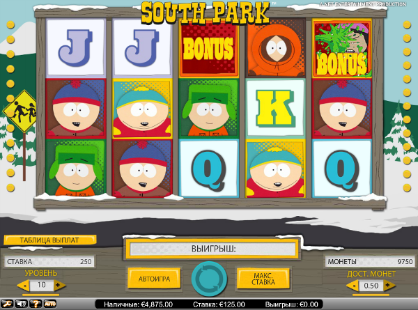 Игровой автомат South Park - играй и получи выигрыши в казино Вулкан на деньги
