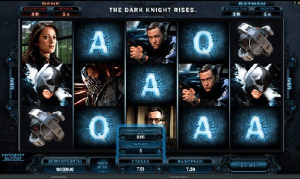 Игровой автомат The Dark Knight Rises - солидные выигрыши в казино Вулкан